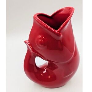 GurglePot Red Fish Beverage Pitcher Ceramic Gurgle Pot